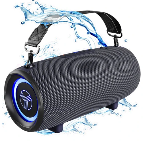 TREBLAB HD-Max - Large Bluetooth Speaker, Loud 60W Stereo Sound, Powerful Bass, 20H Battery, IPX7 Waterproof, Powerbank, USB-C, RGB Lights, Portable Wireless Speaker with Dual Pairing for Outdoors