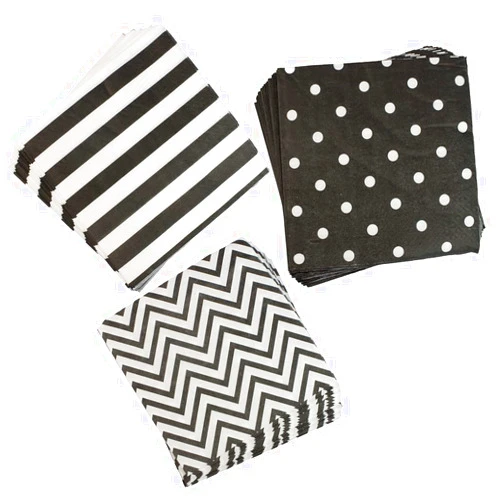 Dulousia Disposable 2-ply Party Napkins, Striped Chevron Polka Dot paper beverage napkins for Birthday, Christmas or Anniversary Celebration, Cocktail Beverage Napkins 60-Count,13