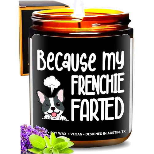 Rosa Vila Funny Frenchie Candle, Frenchie Gifts for Women, Frenchie Gifts, Unique French Bulldog Gift Ideas, Frenchie Gifts for Frenchie Lovers, Perfect Frenchie Gifts for Girls, Birthday, Christmas, Gift-Ready