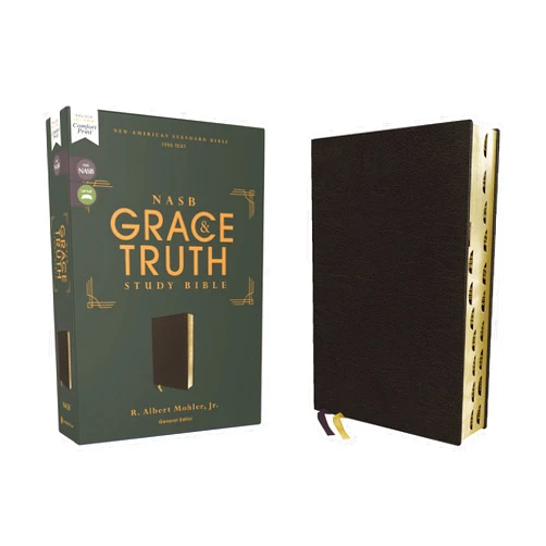 By Zondervan (Author), R. Albert Mohler Jr. (Editor) NASB, The Grace and Truth Study Bible (Trustworthy and Practical Insights), Bonded Leather, Black, Red Letter, 1995 Text, Thumb Indexed, Comfort Print
