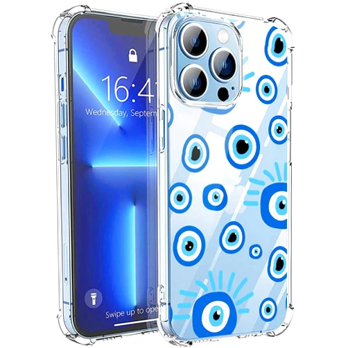 ARINAL Eyes Case for iPhone 14 Pro Max, Max Evil Eyes,Indie Hippie Witch Arty Design Women Girls Boys, Soft TPU Anti-Scratch Blue