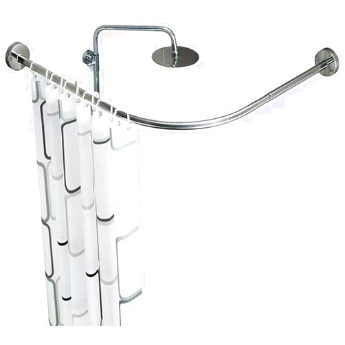 Huamingchuang Stretchable 304 Stainless L Shaped Bathroom Bathtub Corner Shower Curtain Rod Rack Drill Free Install, Bathroom, Clothing Store, Private Space Wall (35.43