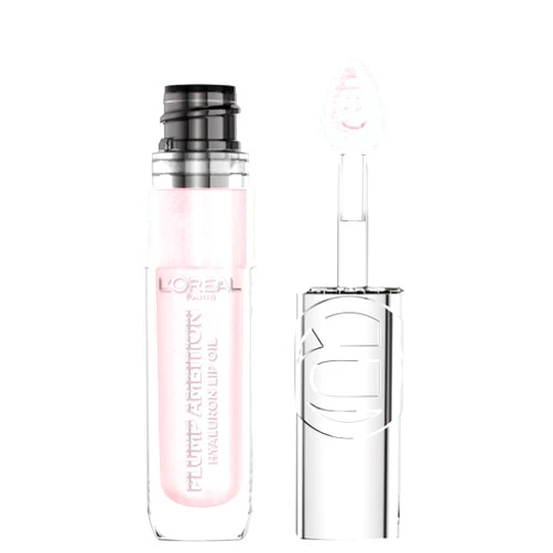 L’Oréal Paris Plump Ambition Hyaluron Lip Oil, 24 HR Lip Care with Hyaluronic Acid, Volumizing Lip Makeup with Glass-Like Shine, Cristal Clear 101, 0.16 Fl Oz