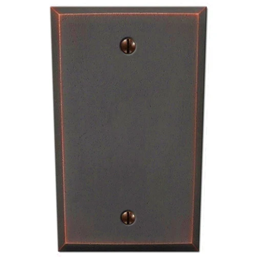 AMERELLE 68BDB Manhattan Single Blank Cast Metal Wallplate in Aged Bronze
