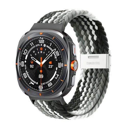 BandRain Stretchy Braided Band Compatible with Samsung Galaxy Watch 7 Ultra Bands 47mm, Smartwatch Replacement Elastic Nylon Sport Strap for Samsung Watch Ultra 2024 Men Women