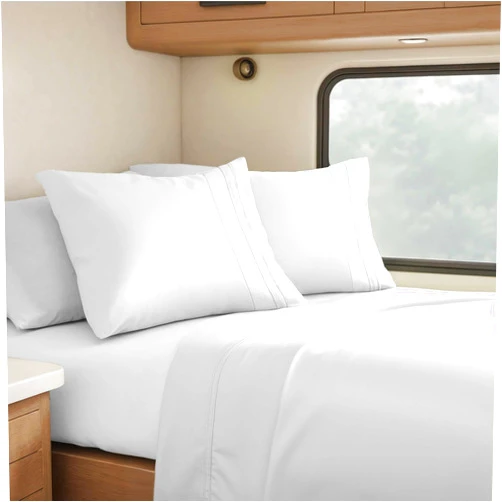 Clara Clark RV Queen Sheets, 6 Piece RV Sheets Set - Hotel Luxury Sheets for RV Bunks, Super Soft Bedding Sheets & Pillowcases, Short Queen,White