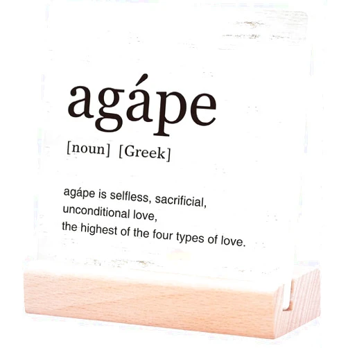 Polilike Greek Art Agape Definition Table Sign Home Office Decor Anniversary Ceramic Table Sign Plaque Desk Decor Block Plaque for Wall Tabletop Desk Decoration Gifts for Birthday