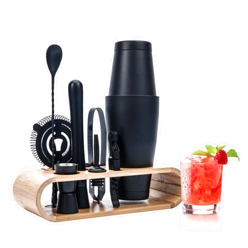 AUOXIOUYM 10-Pcs Boston Cocktail Shaker Set Matte Black, Bar Shaker Sets Bar Tools Set Bartending Set 25oz Bar Kits for Bartender Set for Professional Bartender and Home