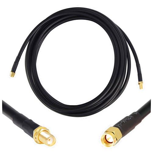 GEMEK 15ft SMA Male to SMA Female Pure Copper Cable, Low Loss S-MR240 Extension Coaxial - Antenna Lead Extender for 3G 4G 5G 6G LTE ADS-B Ham GPS WiFi RF Radio Use (50 Ohm Not for TV)