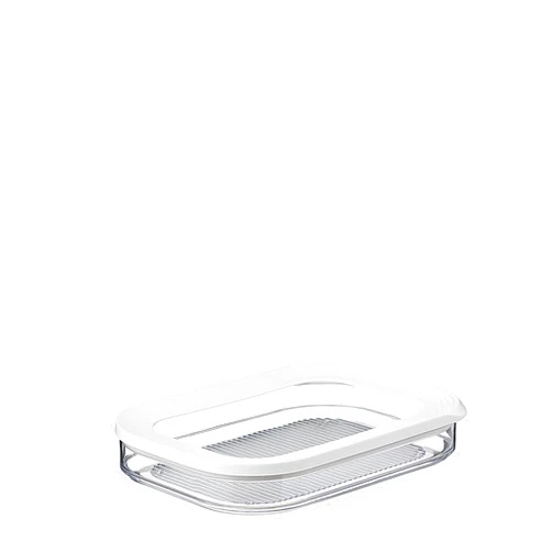 Mepal Modula Rounded Food Storage Box with Lid | Ideal for Cold Cuts, Cheese, and More | Stackable Design | Transparent Framed Lid | BPA-Free, Nordic White (18.6oz/550ml)