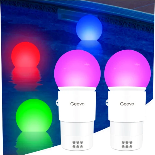Geevon Pool Chlorine Dispenser Floater,Spa Chemical Dispenser with Colorful Solar Ball Lights,Floating Pool Chlorinator Easy Opening,3inch Tablets Chlorine Bromine Holder for Hot Tub,Anti-Sinking