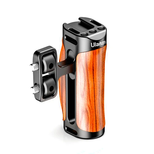 UURig R075 Wooden Handle Grip Left Right Compatible for Sony A6400 A6600 A7III A7IV Nikon Canon Panasonic Camera Cage, for iPhone/Smartphone Video Rig Video-graphy Accessories Mobile Filming 1/4