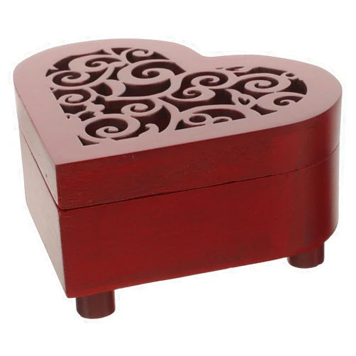 HOLIDYOYO Empty Wood Box for Hand Crank Music Box Movement Heart Shaped Vintage Wood Carved Mechanism Musical Box Wind Up Music Box (No Mechanism)