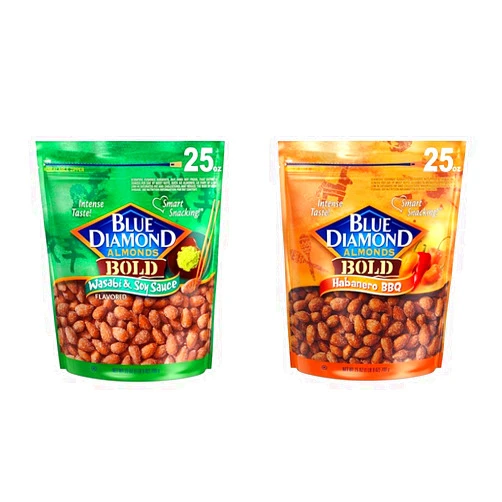 Blue Diamond Almonds Wasabi & Soy and Habanero BBQ Flavored Snack Nuts, 25 Oz Bags