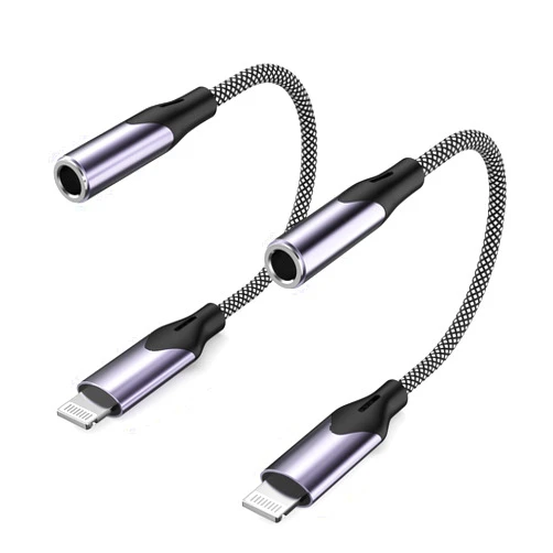 FUHAYA [Apple MFi Certified] Lightning to 3.5 mm Headphone Jack Adapter, 2 Pack Braided iPhone 3.5mm Headphones Earphones Jack Aux Audio Adapter Dongle for iPhone 14 13 12 11 Pro Max XS XR X 8 7 iPad