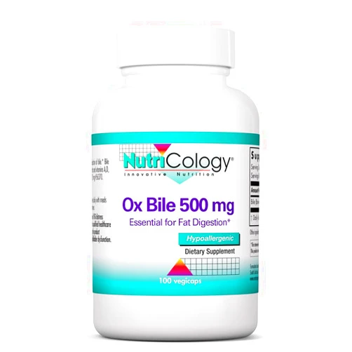 Nutricology Ox Bile 500 mg - Ox Bile Supplements for No Gallbladder, Digestive Enzymes for Liver, Fat Digestion Support, Hypoallergenic Gallblader Supplements - 100 Capsules 1-Pack