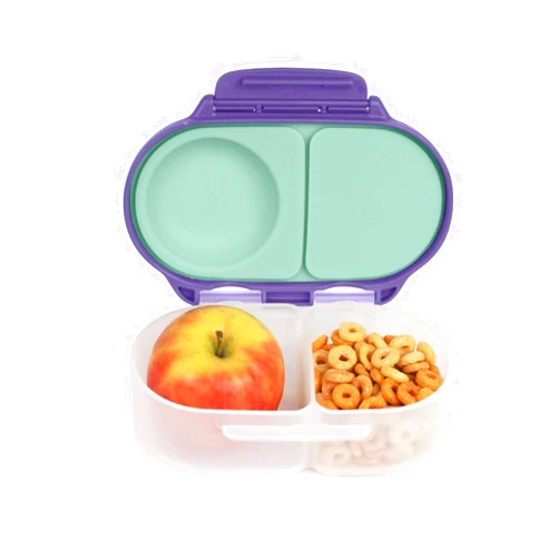 b.box Snack Box for Kids & Toddlers: 2 Compartment Snack Containers, Mini Bento Box, Lunch Box. Leak Proof, BPA free, Dishwasher safe. School Supplies. Ages 4 months+ (Lilac Pop, 12oz capacity)