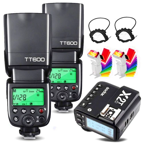 Godox 2X TT600 HSS 2.4G Wireless Master/Slaver Flash Speedlite & Receiver Godox X2T-C Remote Trigger Transmitter Kit Built-in Godox X System Compatible for Canon Cameras