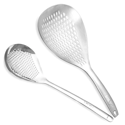 HAKSEN Large Spider Strainer Spoons, 304 Stainless Steel Skimmer Spoon Fryer Scoop with Handle for Kitchen Cooking Skimmer Draining Frying