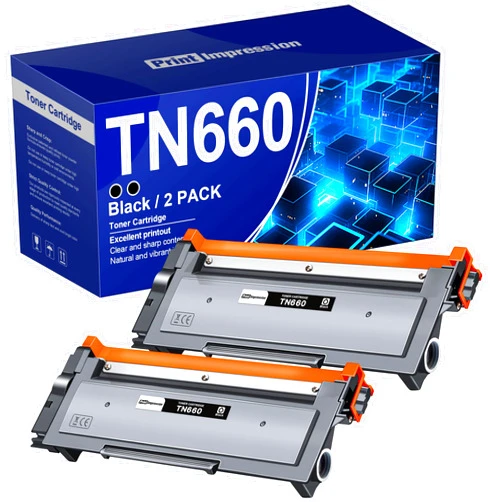 PrintImpression TN660 toner Cartridge Brother Printer - Replacement for Brother TN660 TN-660 Page Yield Up to 5,200 Work for Brother HL-L2380DW HL-L2320D HL-L2340DW DCP-L2540DW MFC-L2700DW MFC-L2720DW (Black, 2 Pack)