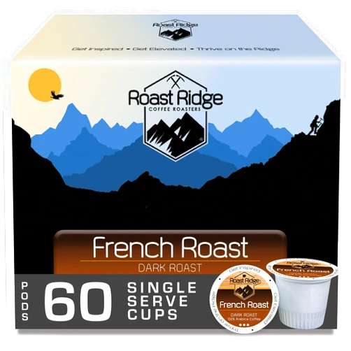 Roast Ridge Single Serve Coffee Pods for Keurig K-Cup Brewers, French Roast, 60 Count