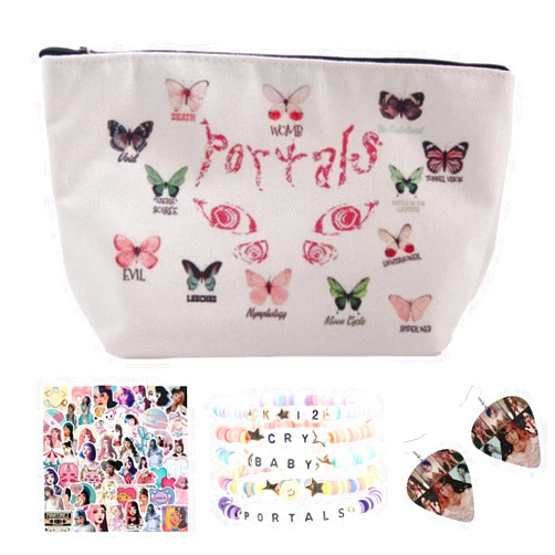Generic Album Inspired Merch Set Including Makeup Bag Friendship Bracelets Heart Earring Stickers for Women Cosmetic Bag Jewelry for Music Love Fans (Purple 2)