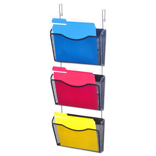 Universal UNV20011 14.13 in. x 3.38 in. x 8.5 in. Mesh Three-Pack Wall Files - Letter Size, Black (1/Set)