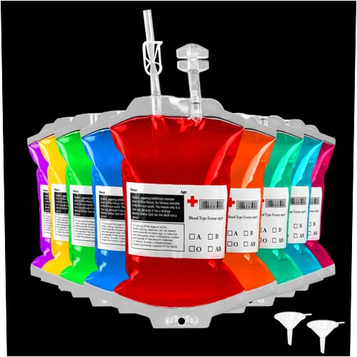 Aubeco 20 Pack Blood Bags for Drinks, Reusable IV Bag for Drinks, Halloween Party Decoration, Vampire Drink Pouch for Blood of Theme Parties, Masquerade,Zombie,Nurse Graduation Party Props