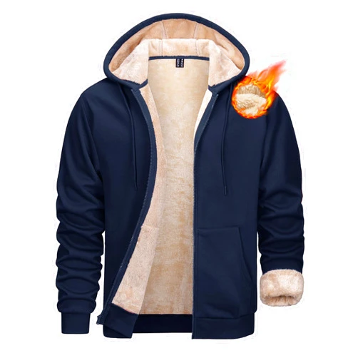 MAGCOMSEN Men's Zip Up Hoodie Sherpa Lined Hooded Sweatshirt Winter Heavyweight Hoodies Warm Thick Fleece Jacket
