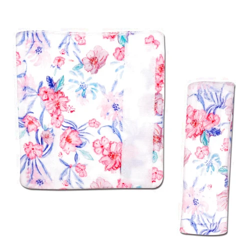 SWESEN Baby Car Seat Belt Covers, Floral Stroller Seat Strap Covers, Car Seat Straps Shoulder Pads for Girls Boys, Mink Seat Belt Protectors for Car Seats/Pushchair, for Kids Newborn Infants Toddlers