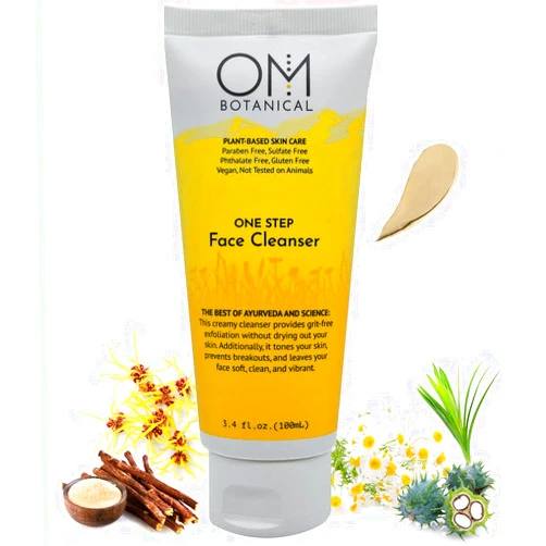 OM Botanical One Step Face Cleanser – 3-in-1 Natural Face Wash, Enzyme Exfoliator & Toner – Pineapple & Papaya Enzymes, Gram Flour – pH Balanced, Sulfate Free, Alcohol Free – 100ml
