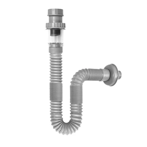 Tryfun Anti-Odor 1-1/4 Inch Expandable Flexible 17-42 Inch Universal Kitchen Sink Sewer Drain Pipe Tube S Trap, Bathroom Vanity Sink Drain Plumbing P Trap Tubing (Gray)