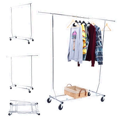Nice1159 Commercial Grade Rack Clothing Garment Rolling Heavy Duty Collapsible Chrome Hanger 50.7