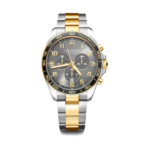 Victorinox FieldForce Classic Chrono Grey Dial Two-Tone Stainless Steel Bracelet Watch 42mm - 241902