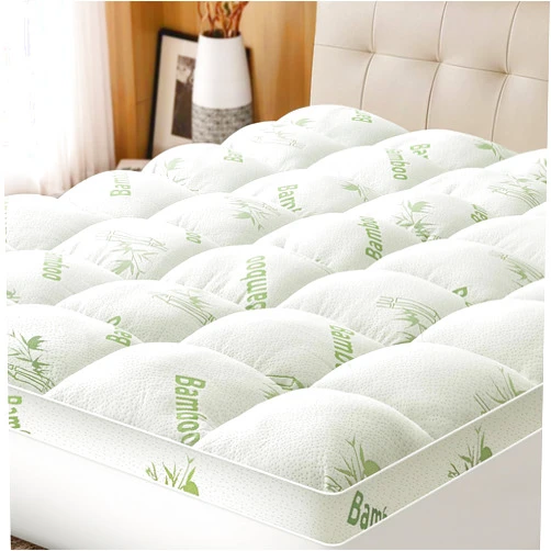Easthome Mattress Topper Queen Size Viscose Derived from Bamboo, Thick Soft Pillow Top Mattress Pad Cover for Back Pain, Mattress Protector with 8-21 Inch Deep Pocket, White