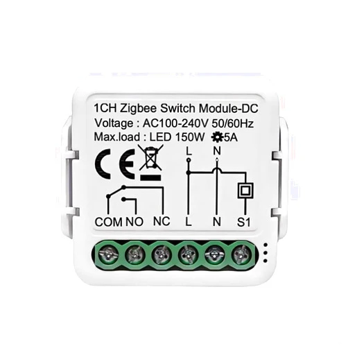 Ururtm 1 Channel DC 12V 24V AC 100/240V Tuya Smart Life app Dry Contact ZIGBEE Smart Relay Switch Module,Work with Alexa Google Home，Versatile Switch Works with Hubitat
