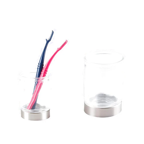 InterDesign Westport Tumbler Cup for Bathroom Vanity Countertops - Clear/Brushed