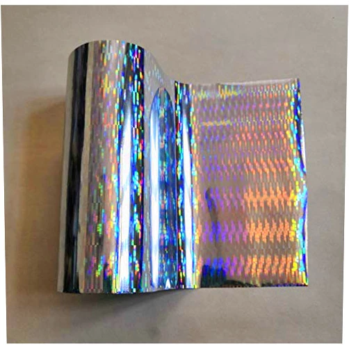SSrise Hot Stamping foil Holographic foil Silver Thick line Pattern hot Press on Paper or Plastic Heat Transfer Film (64cm x 120m)