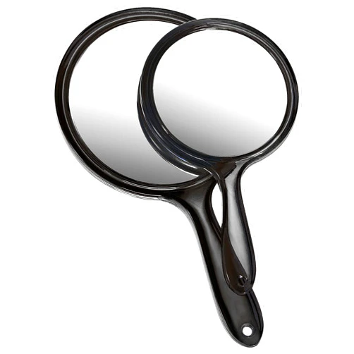 OMIRO Hand Mirror, Double-Sided Handheld Mirror 1X/3X Magnifying Mirror with Handle, Set of 2 (Transparent Black)