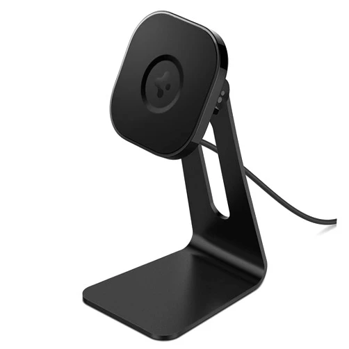 Spigen OneTap Pro (MagFit) Designed for Magsafe Stand Wireless Charger Stand Compatible with iPhone 16, iPhone 15, iPhone 14, iPhone 13, iPhone 12 Models, AirPods Pro 2, AirPods 4/3 Stand - Black