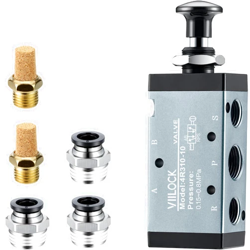 VIILOCK Pneumatic Air Hand Lever Valve, 5 Way 2 Position 3/8”NPT Solenoid Valve Manual Control Direct Driving Type Push-Pull 4R310-10