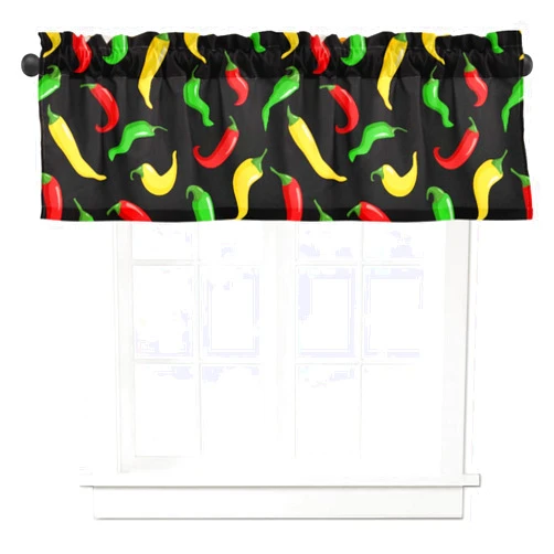 Lotupokon Hot Chili Peppers Kitchen Curtains Valances for Windows Rod Pocket Short Valance Window Treatments for Living Room Bathroom Cafe Laundry Basement