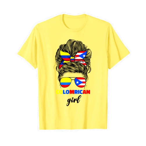 Colombian And Puerto Rican Girl Designs Co. Colombian and Puerto Rican Rico Colombia Flag Girl for Women T-Shirt