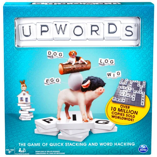 Spin Master Games, Upwords, Classic Word Game with Stackable Letter Tiles, Family Board Game, Crossword Activity, 1-4 Players, for Ages 8 & Up