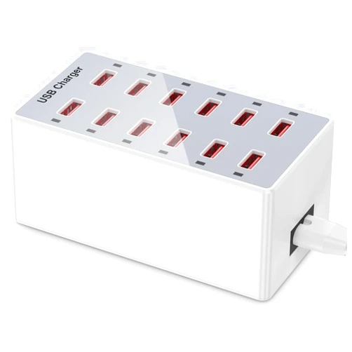 YCYD-LTC USB Charger 12-Ports USB Charging Station for Multiple Devices USB Wall Charger Power Hub Strip Smart Plug Charging Dock Block for iPhone Xs/XR,iPad,iPod,Galaxy S9/S8,Laptops and Smart Phones 60W