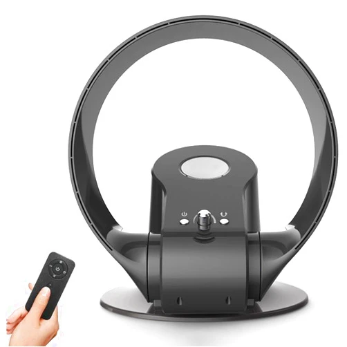 RVCREA 26W Wall Mount Bladeless Fan with Remote Control and Timer, 14Inch, 3 Modes, 90°Oscillating, Personal Desk Fan, 110V (Color : Black)