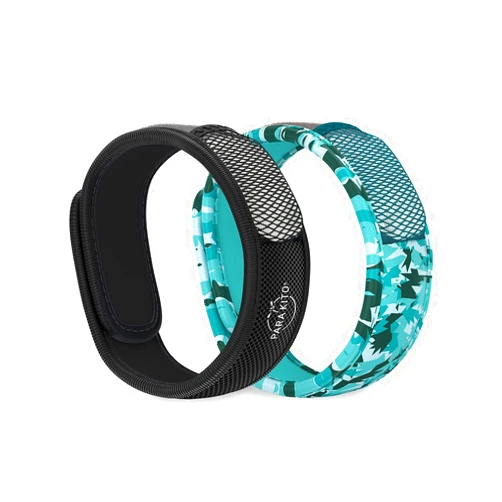 PARA'KITO Mosquito Repellent Bracelets + Refill Pellets Bundle | w/Peppermint Oil, Essential Oils | Hiking & Camping Accessories | Paraben Free, DEET Free - 2 Wristbands & 2 Refills (Black + Conceal)