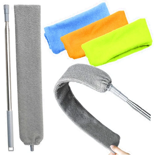 HTOOLPRO 100 inches Retractable Gap Dust Cleaner Cleaning Tools with 4 Microfiber Dusting Cloths Long Handle, Washable and Retractable Duster Brush for Cleaning Under Appliances Furniture Couch Fridge