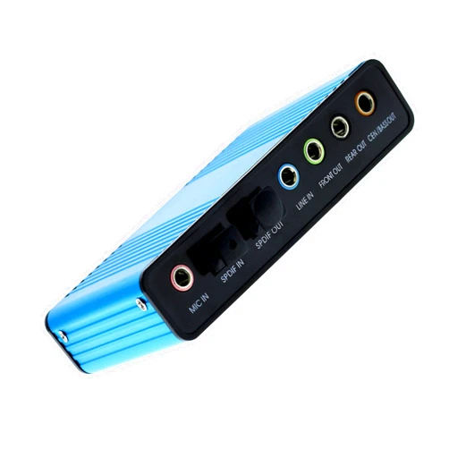 Optimal Shop USB 2.0 External Sound Card 6 Channel 5.1 Surround Adapter Audio S/PDIF for PC -Blue