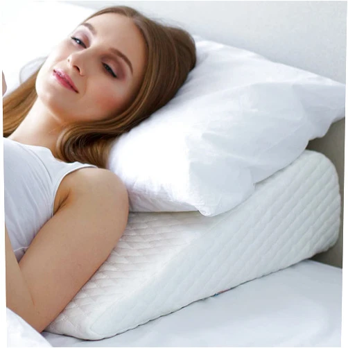 Bekweim Bed Wedge Pillow | Unique Curved Design for Multi Position Use | Memory Foam Wedge Pillow for Sleeping | Works for Back Support, Leg, Knee | Includes Cover Plus Extra Sheet (White)